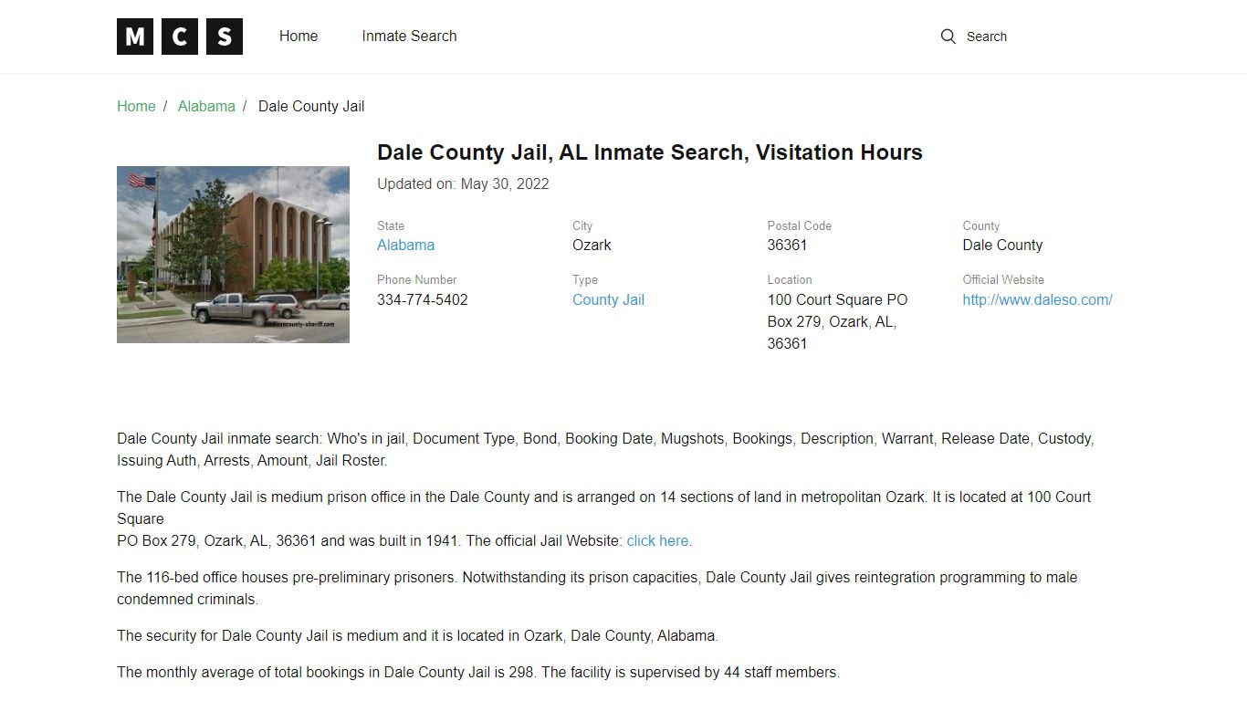 Dale County, AL Jail Inmates Search, Visitation Rules